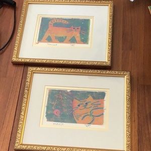 Painted Handmade Paper Signed “Tomcat” and “Mouse”